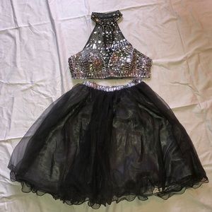 grey rhinestones dress